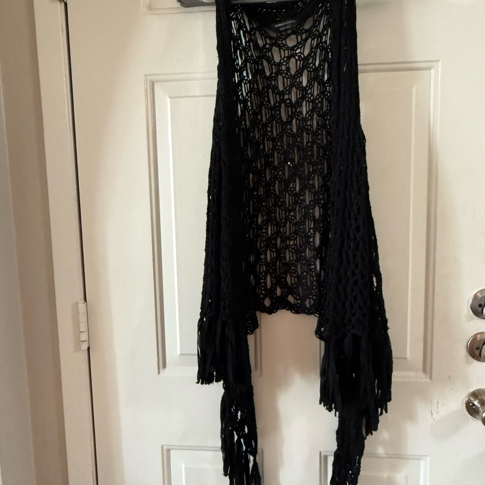 BCBGMaxAzria Black Crochet Vest